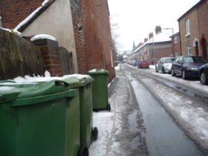 Winter wheelie bins