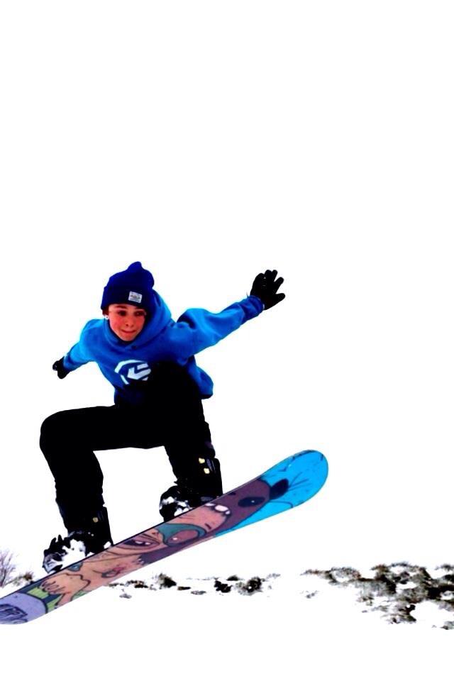 Julie Rushton's son snowboarding in Fulford