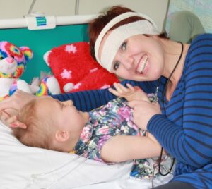 Karen Moon with daughter Phoebe at Birmingham Children's Hospital