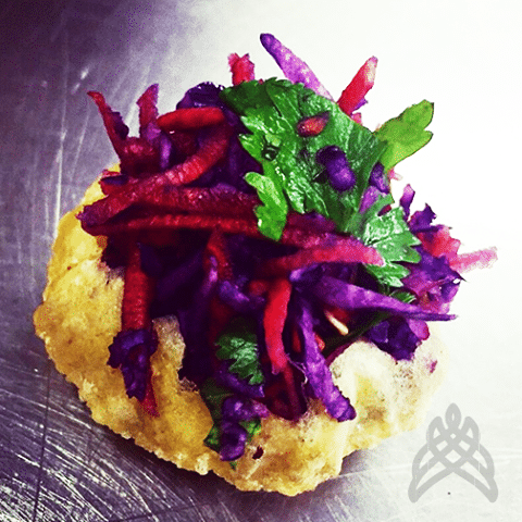 Salad The Urban Turban way - shredded in a poppadom bubble!