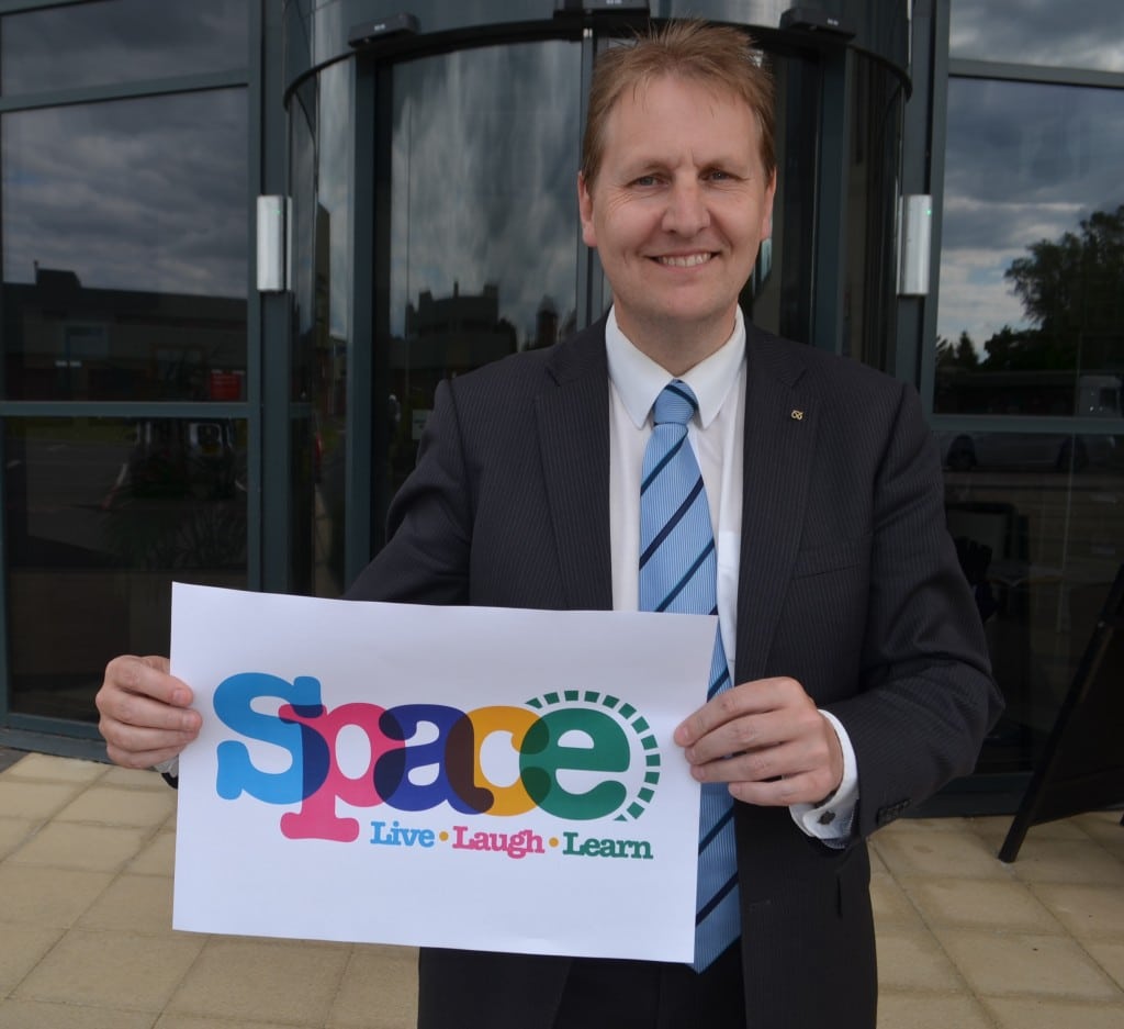 Staffordshire's Police and Crime Commissioner Matthew Ellis with the new SPACE logo