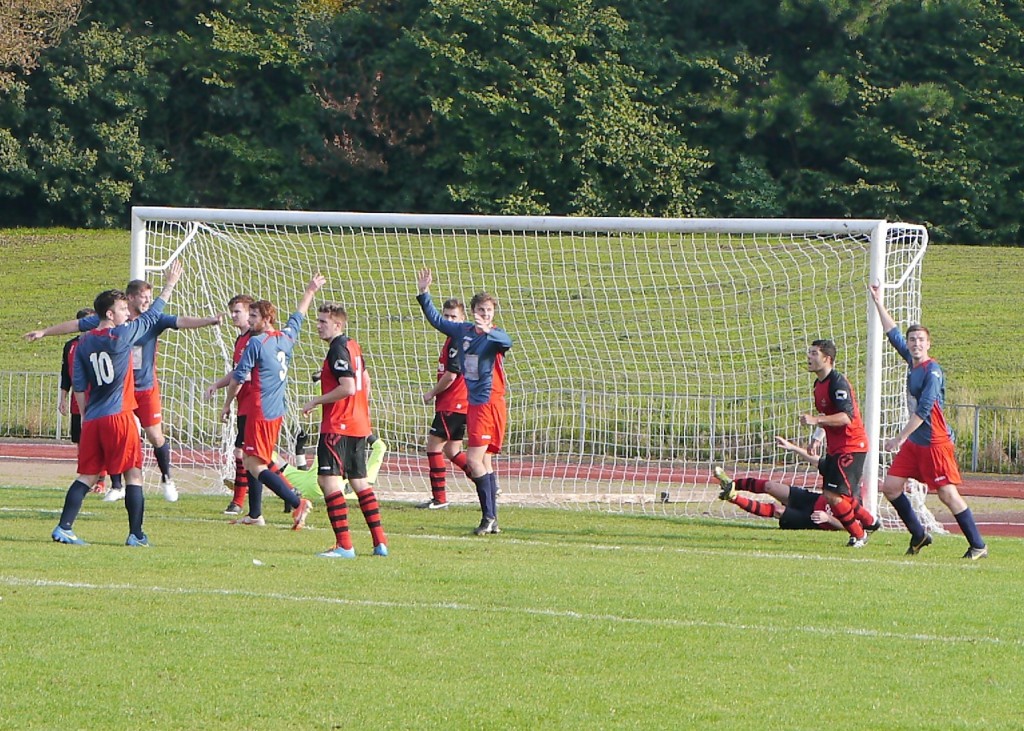 A goal from a corner is disallowed for the Old Boys