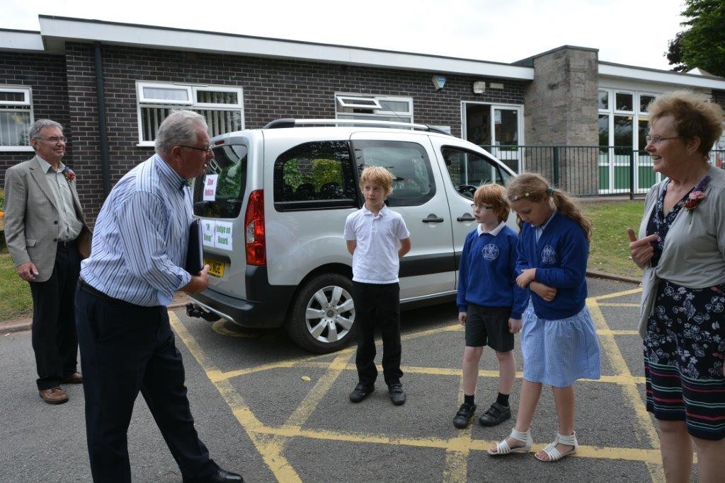 The judging party arrive at Oulton First School