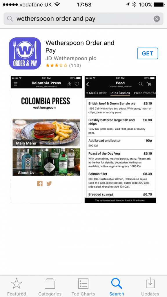 Wetherspoons Order and Pay