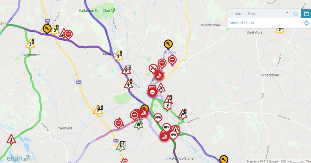 Stone Roadworks map