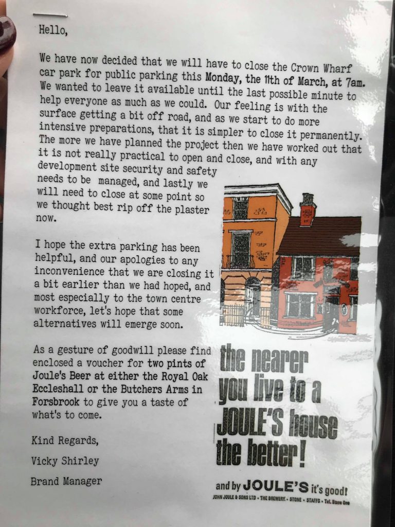 Crown Wharf Car Park Closure