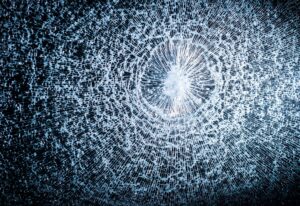 Black and white photo fantastic web broken glass