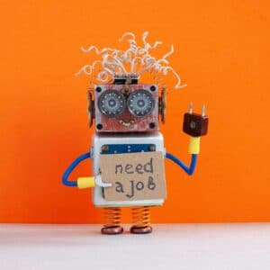 Job search concept. Robot wants to get a job