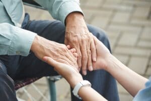 Supporting elderly man