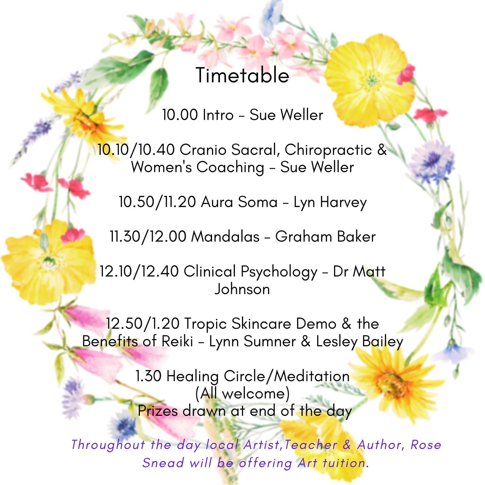 The Ishta Centre Timetable