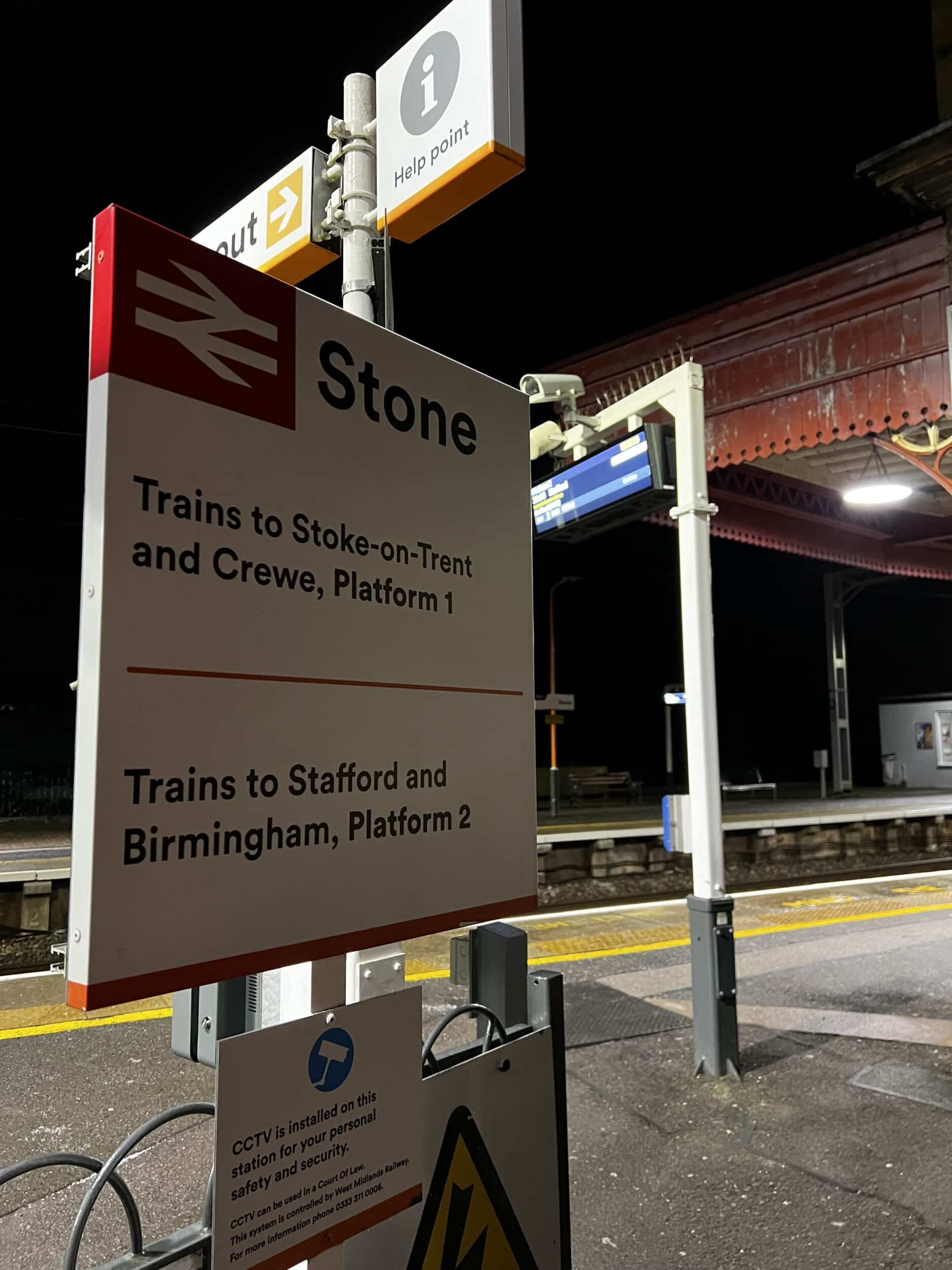 Stone Station Sign Night