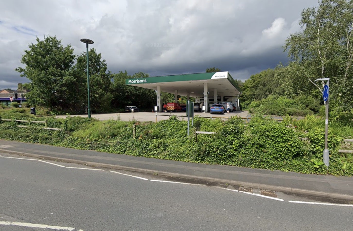 View of Morrisons Petrol Station from Mill Street in Stone