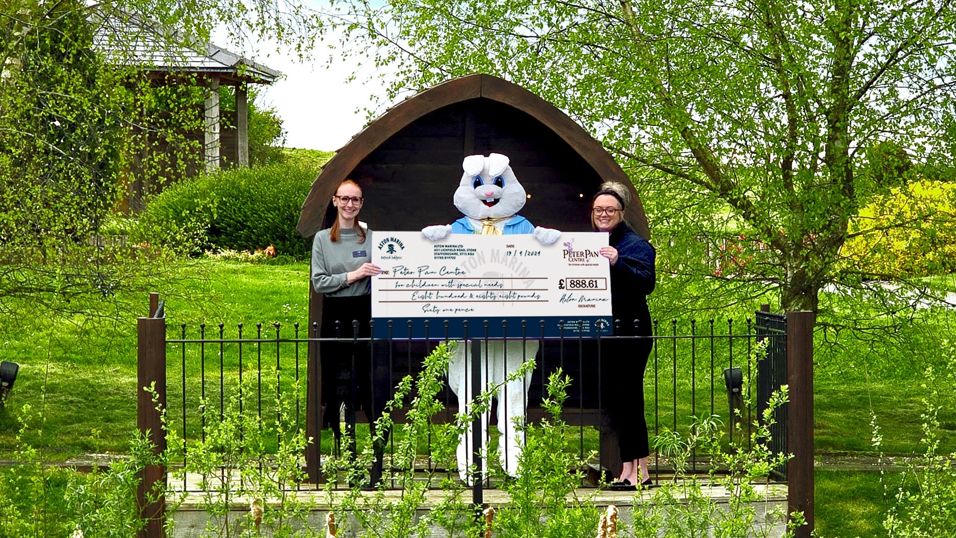 Charity check presentatioon at Aston Marina