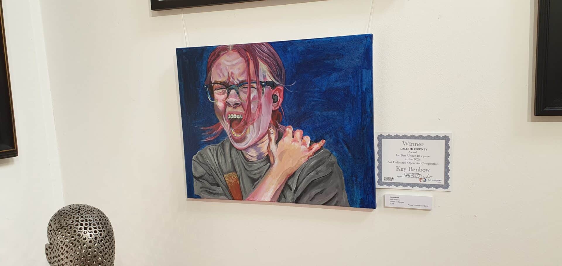 Seventeen-year-old Stone artist Kay Benbow has won the Under 18's category at the Art Unlimited International Art Competition 2024 with her striking piece titled "Conniption".