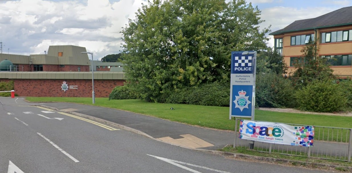 A Google Street View image of Staffordshire Police headquarters at Weston Road Stafford