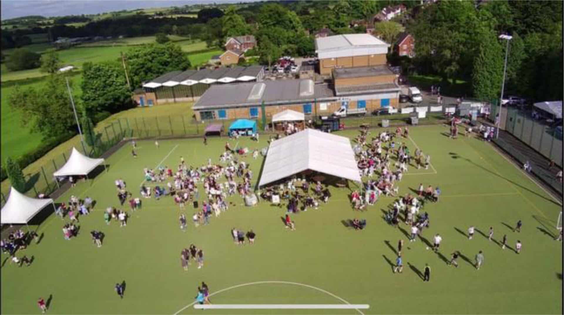 Aerial photo of the Alleyne's Pitch and Swimming Pool