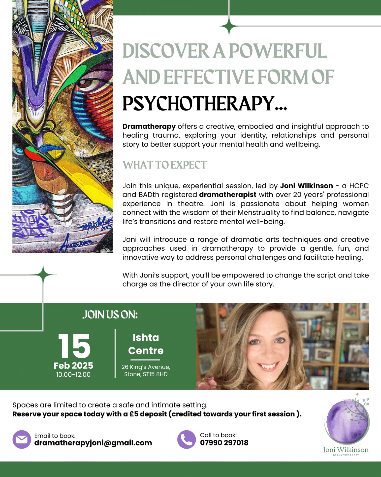 Dramatherapy Workshop Poster Joni 