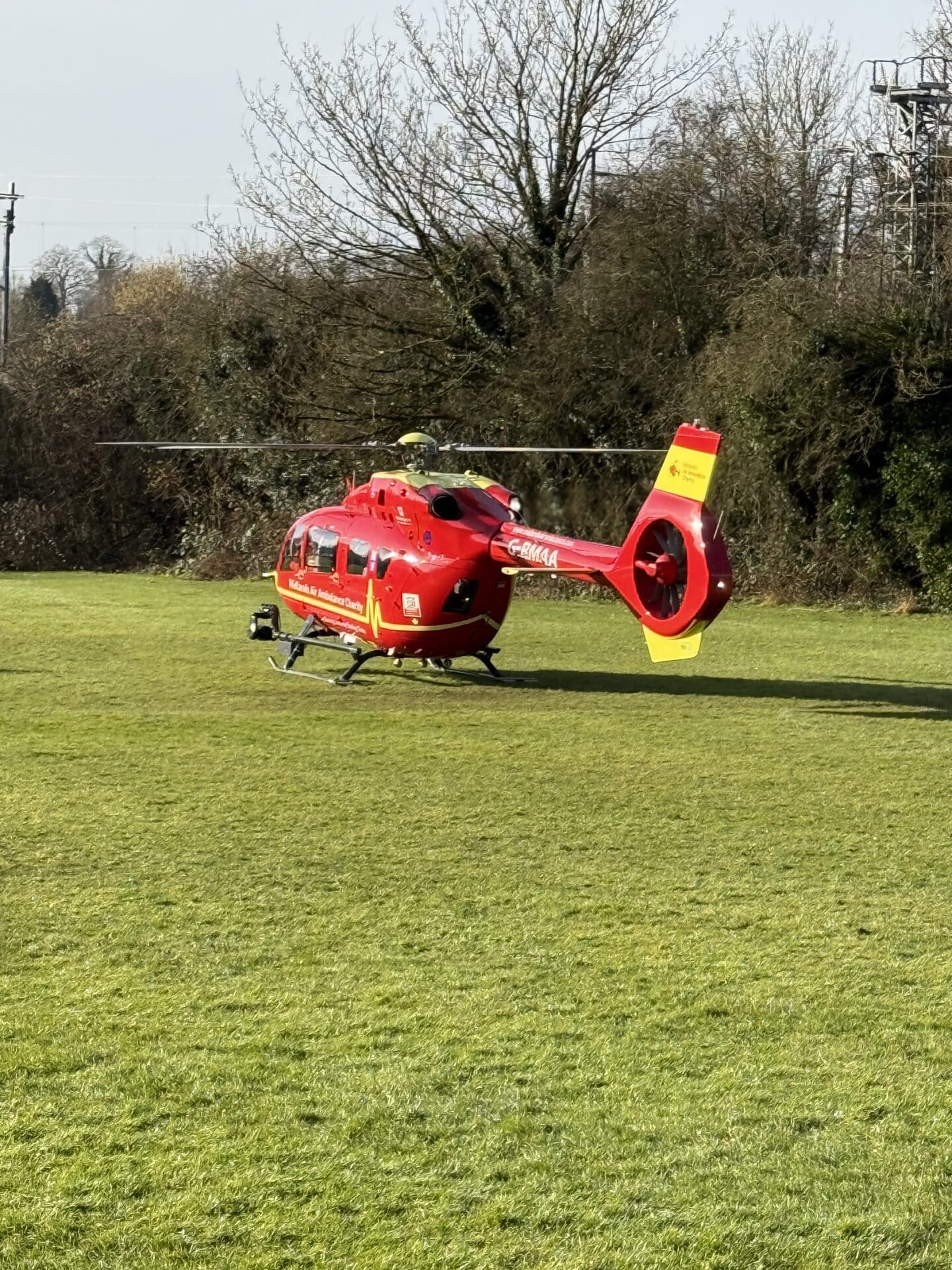 Air Ambulance Lands At Church at the Crossing
