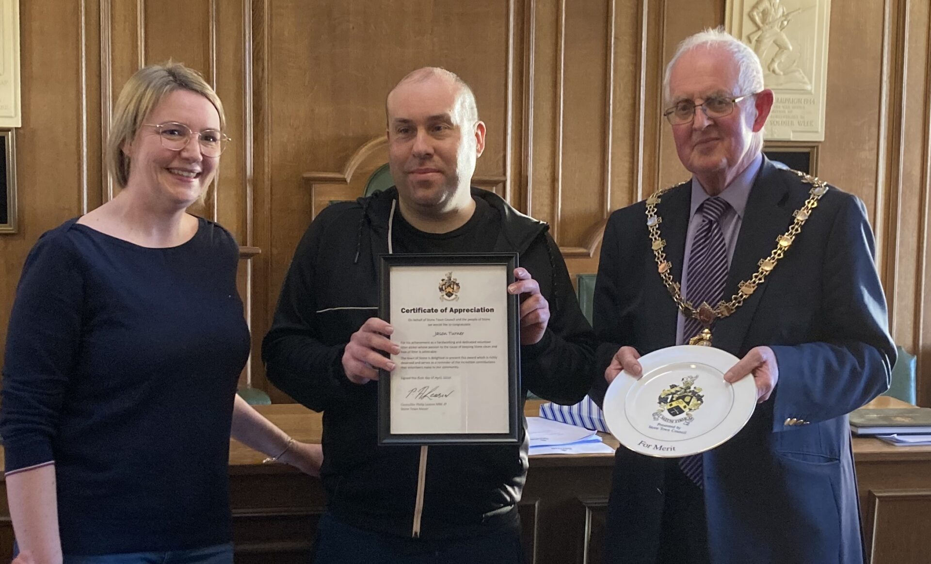 Kelly Morton from Futures2gether, Jason Turner and Stone Town Mayor Philip Leason