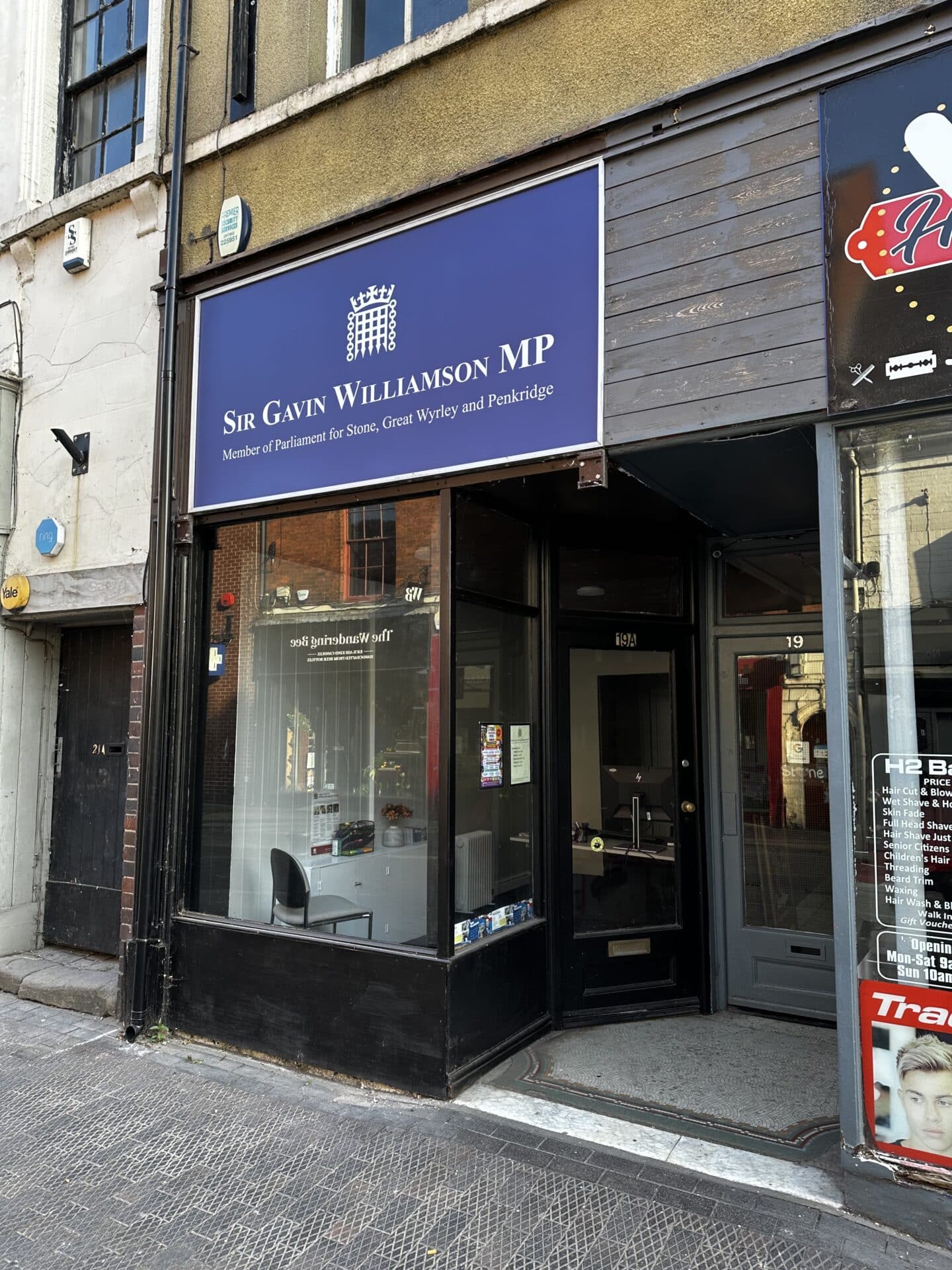 Sir Gavin Williamson's Stone High Street Office