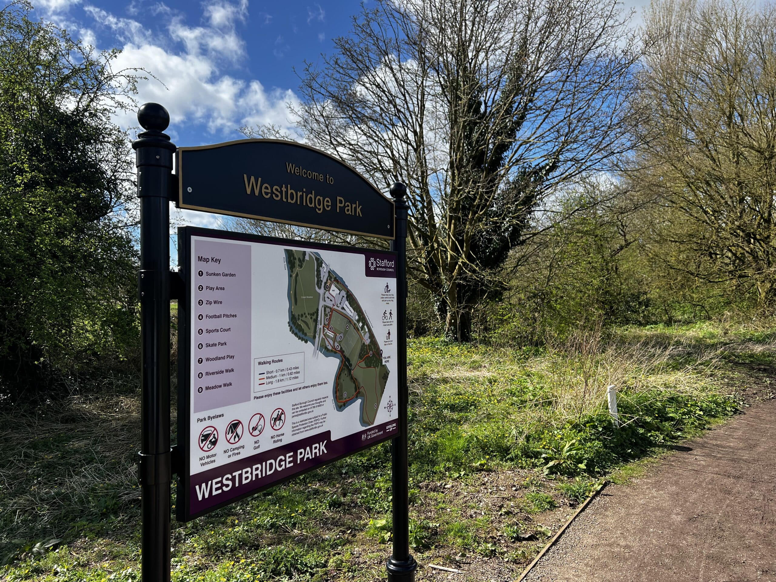 A noticeboard and sign at Stone's Wentbridge Park
