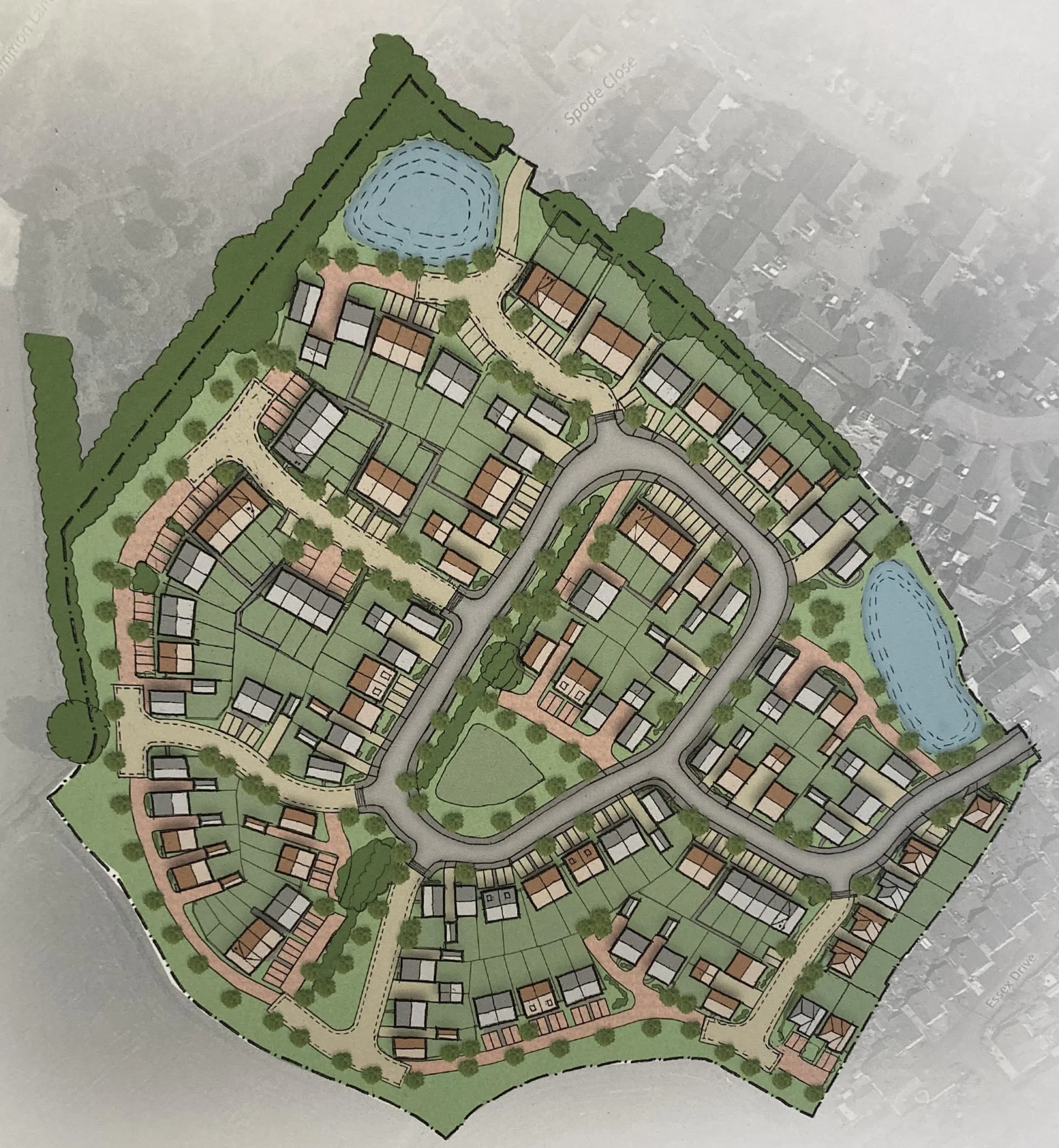 A potential masterplan for the proposed development off Marlborough Road, Stone, on display at the May 8 consultation event