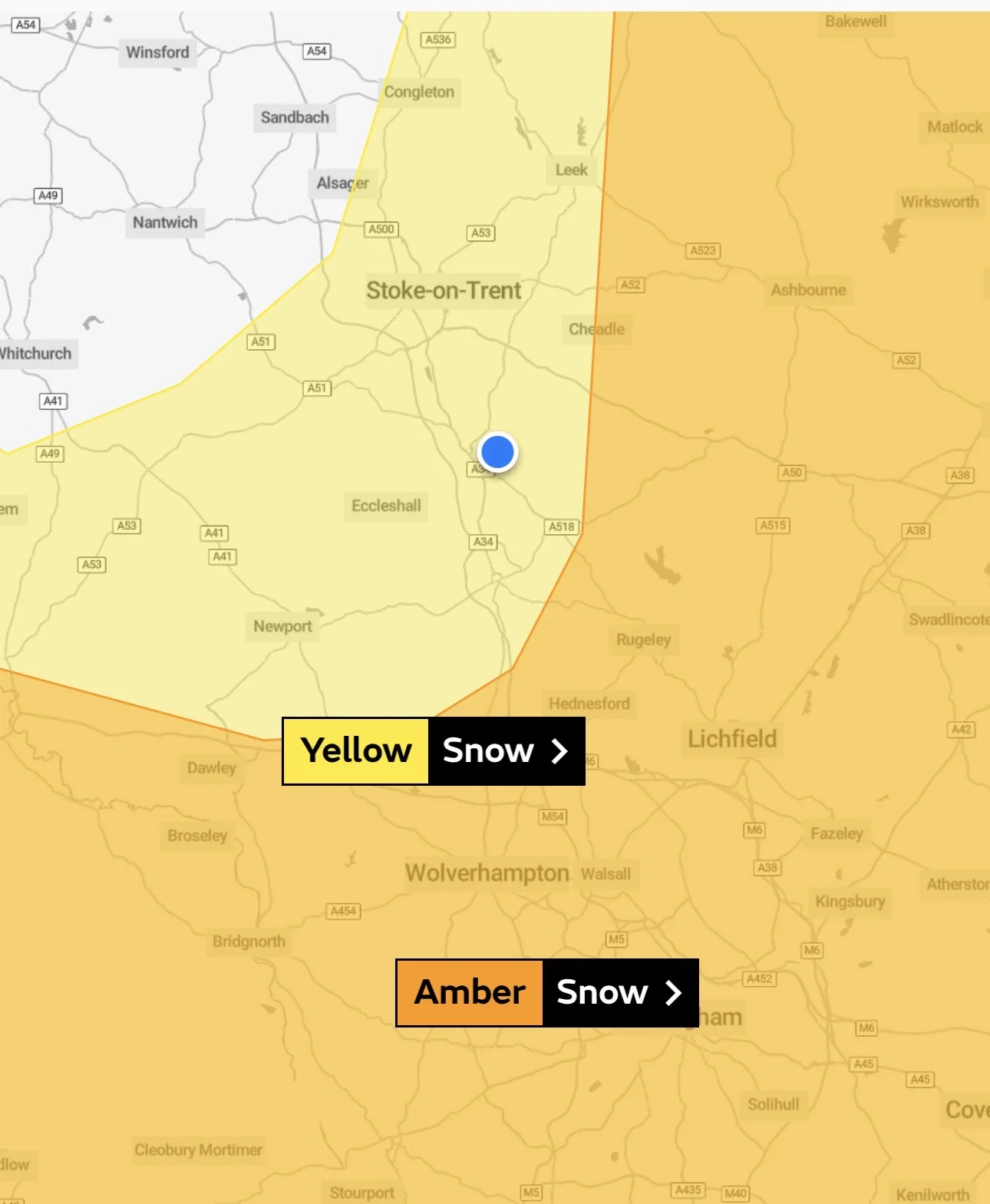 Snow Weather Warnings Stone