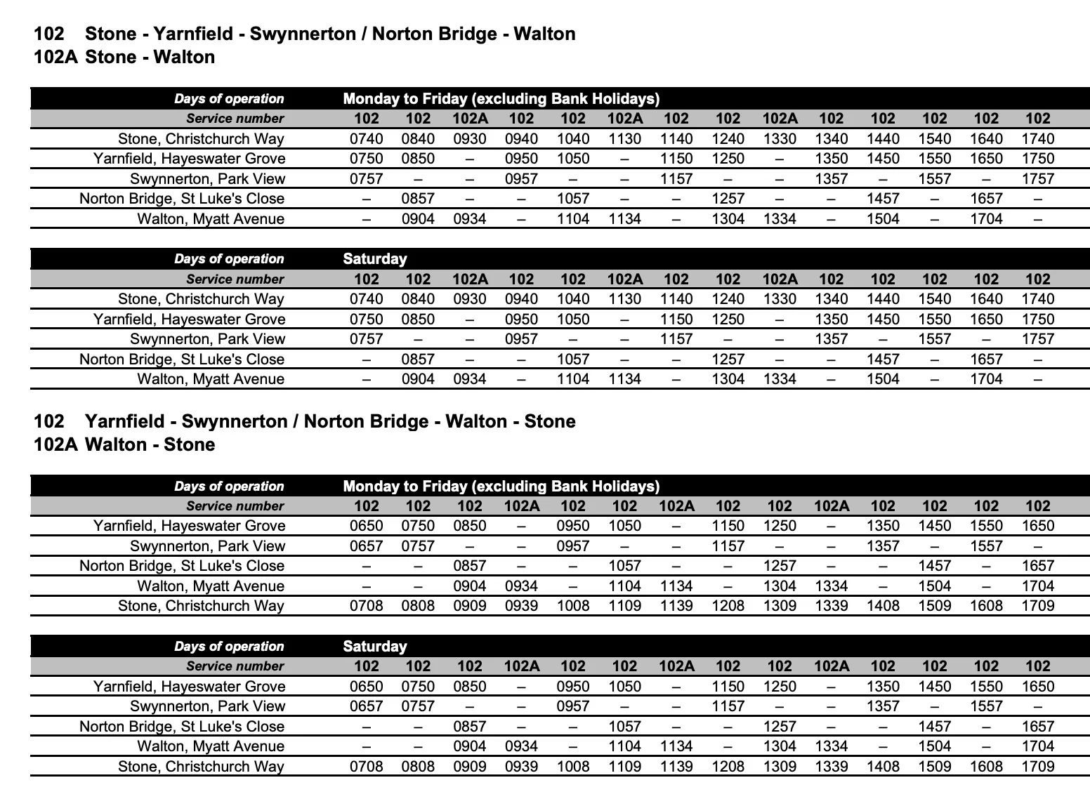 New 102 and 102A Routes by D&G Bus