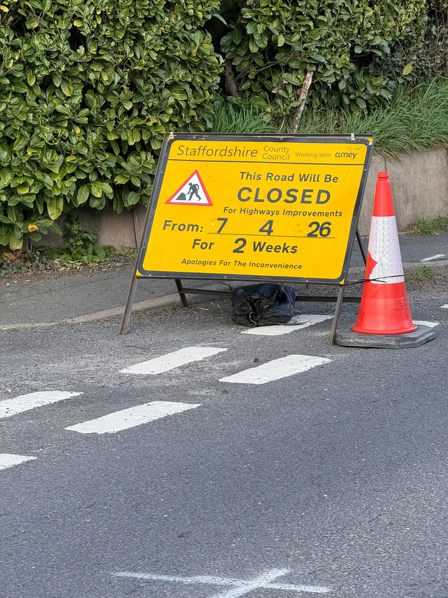 Uttoxeter Road - Roadworks April 2026 Sign