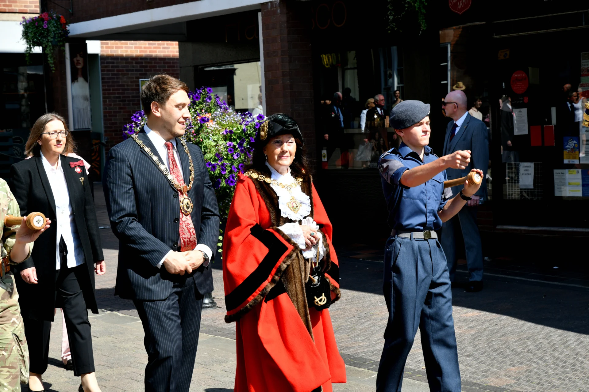 Civic dignitaries and a cadet take part in a previous Civic Sunday parade in Stone town centre.
