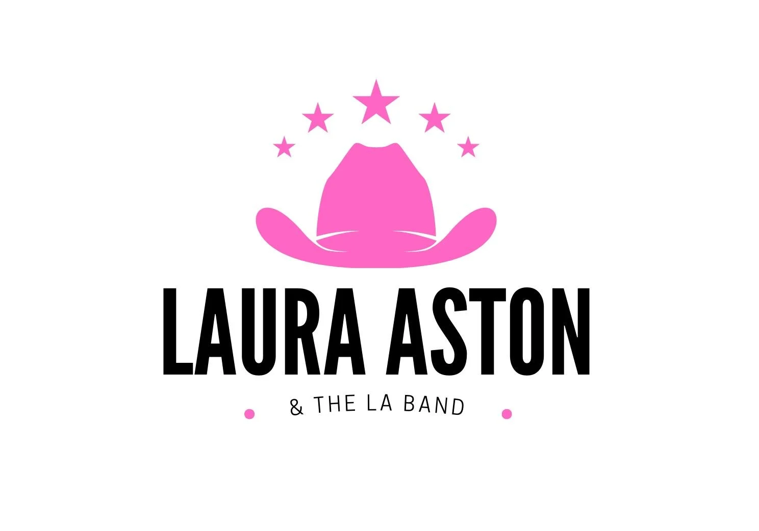 Laura Aston and The LA Band logo with a pink cowboy hat and stars.