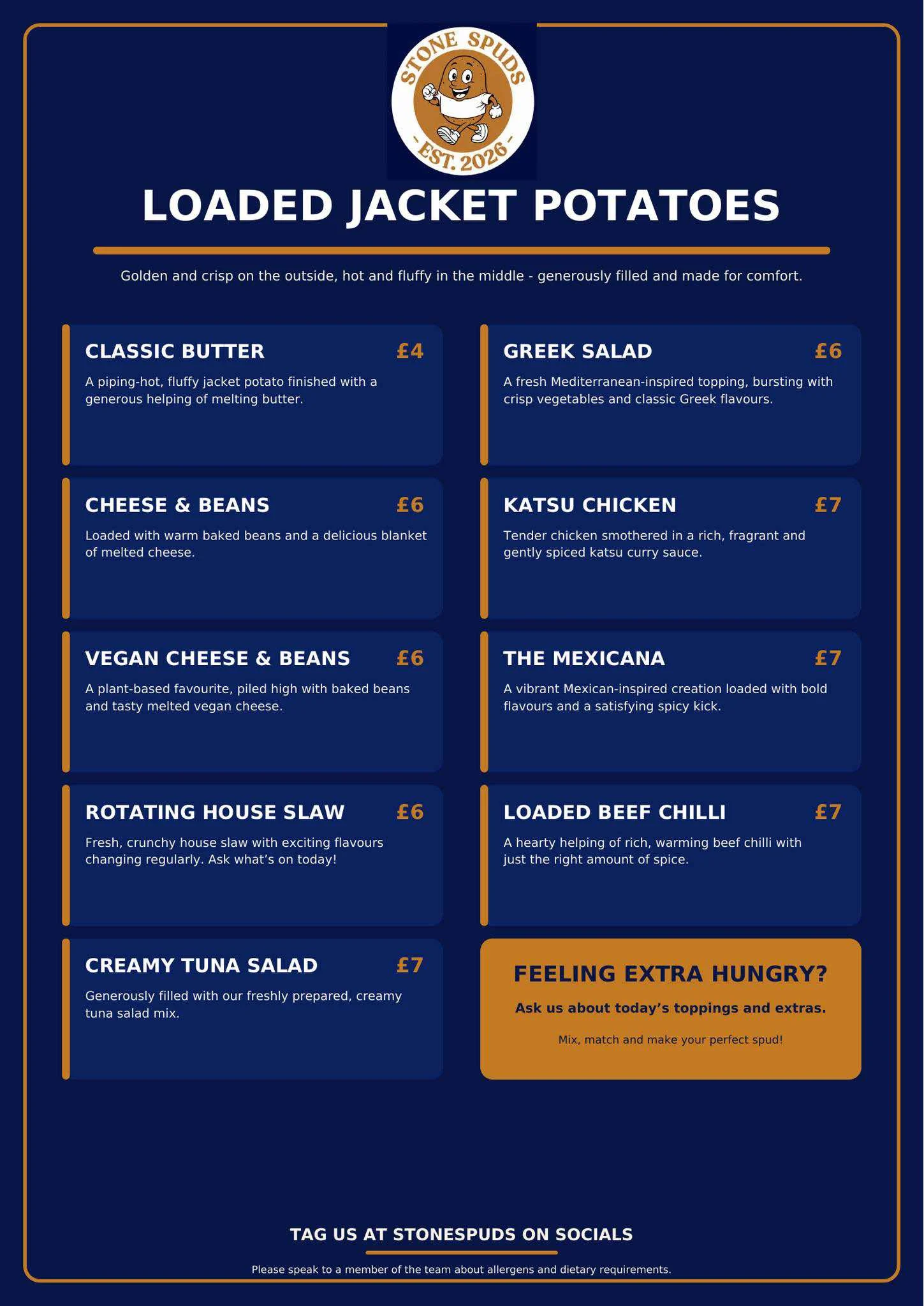 Stone Spuds Menu