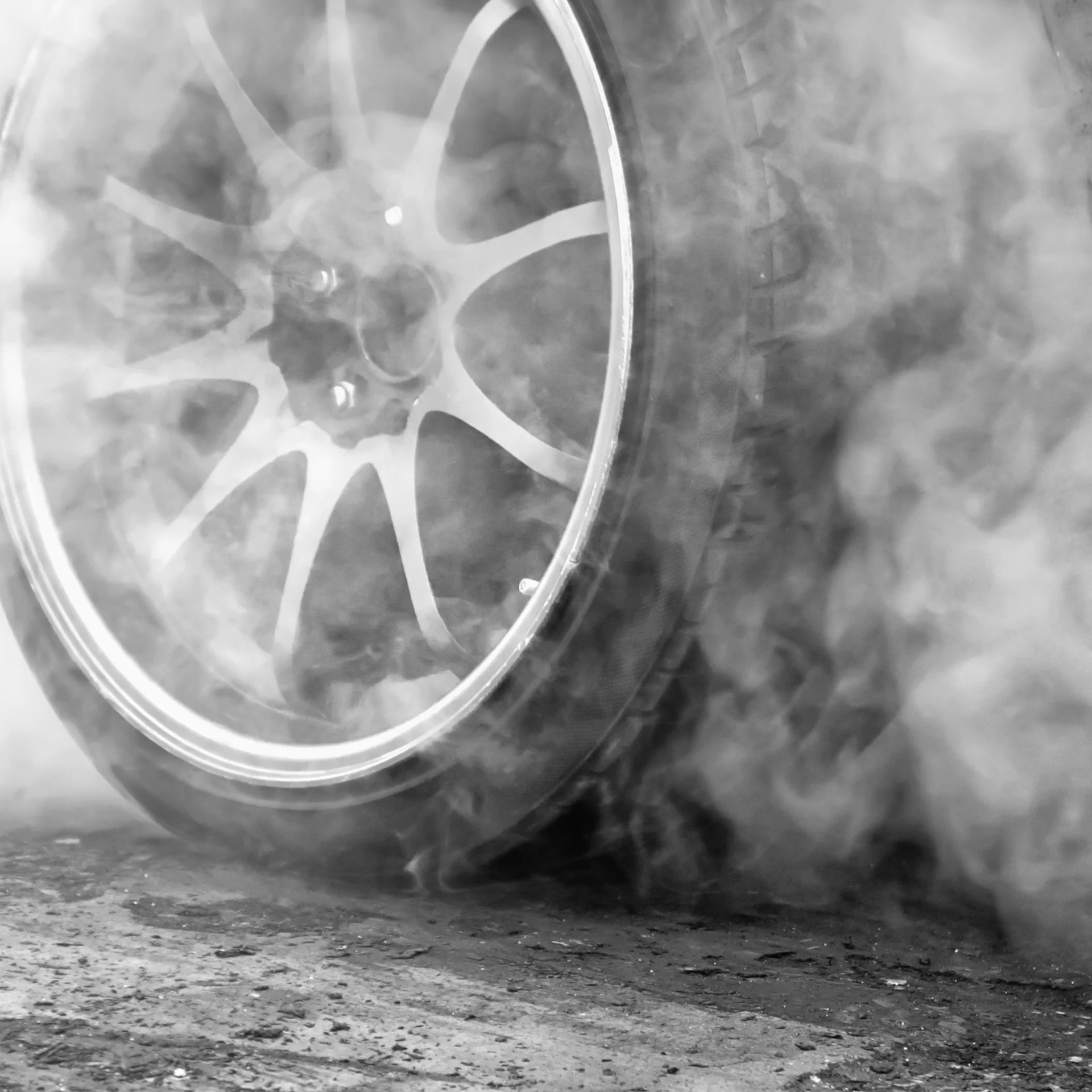 smoking car tyre